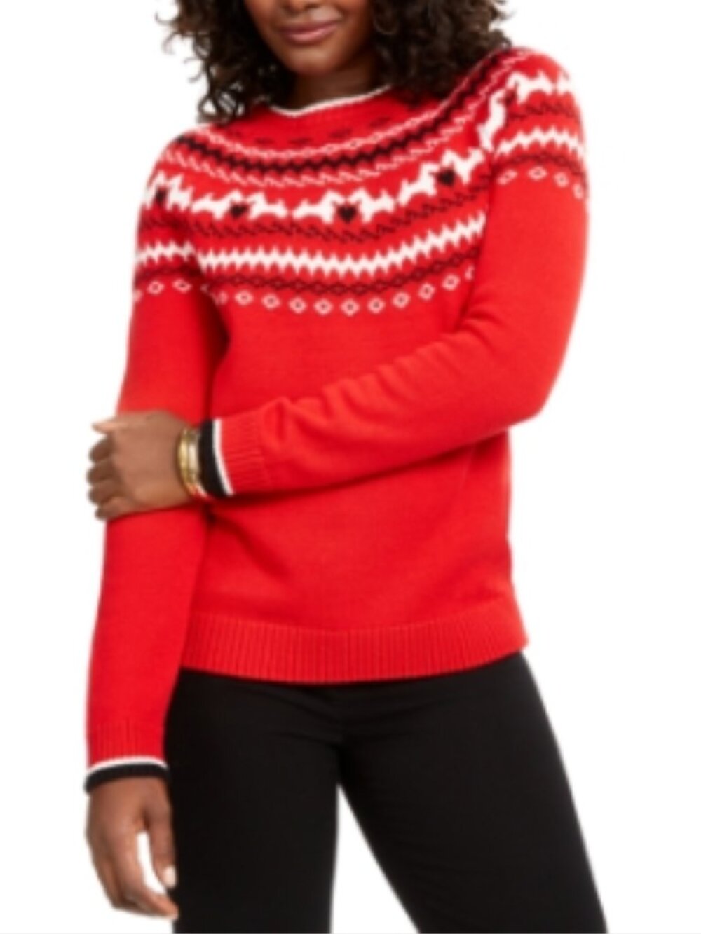 Charter Club Women's Red Combo Holiday Crewneck Sweater XL